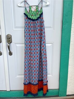 LulaLife Colorful Cotton Bohemian Maxi Dress Extra Small